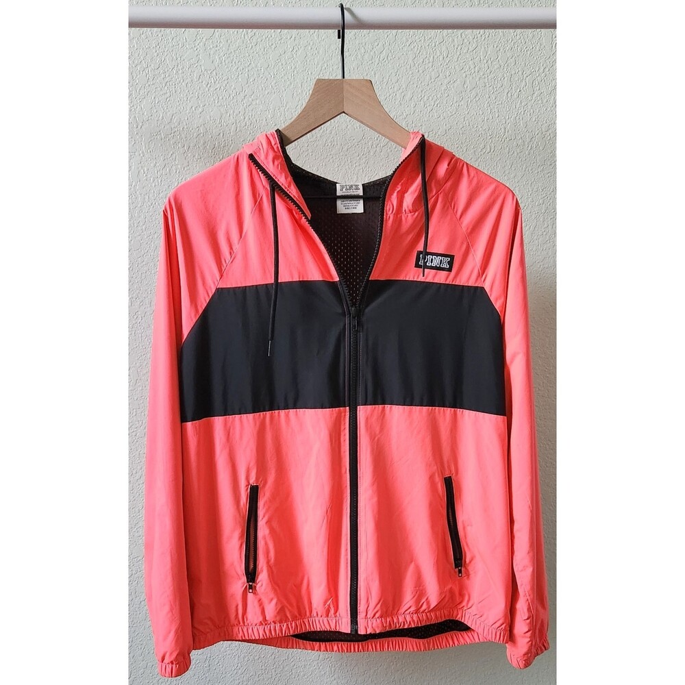 PINK: Anorak colorblock hooded jacket (coral pink)